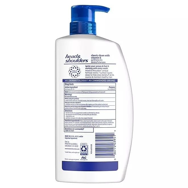 Head and Shoulders Anti-Dandruff Classic Clean with Vitamin E Shampoo 38.8 Ounce Image 2