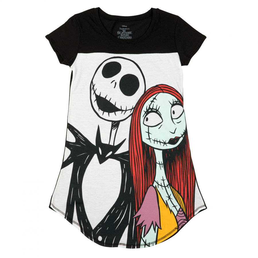 Nightmare Before Christmas Jack and Sally Juniors Dorm Shirt Image 1