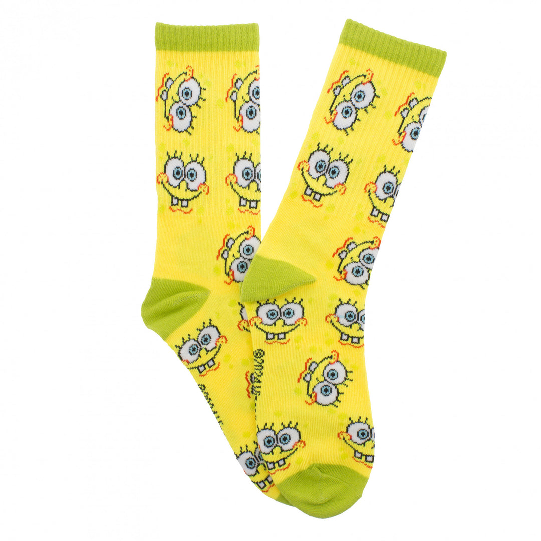 SpongeBob SquarePants Face Collage Crew Socks Image 4