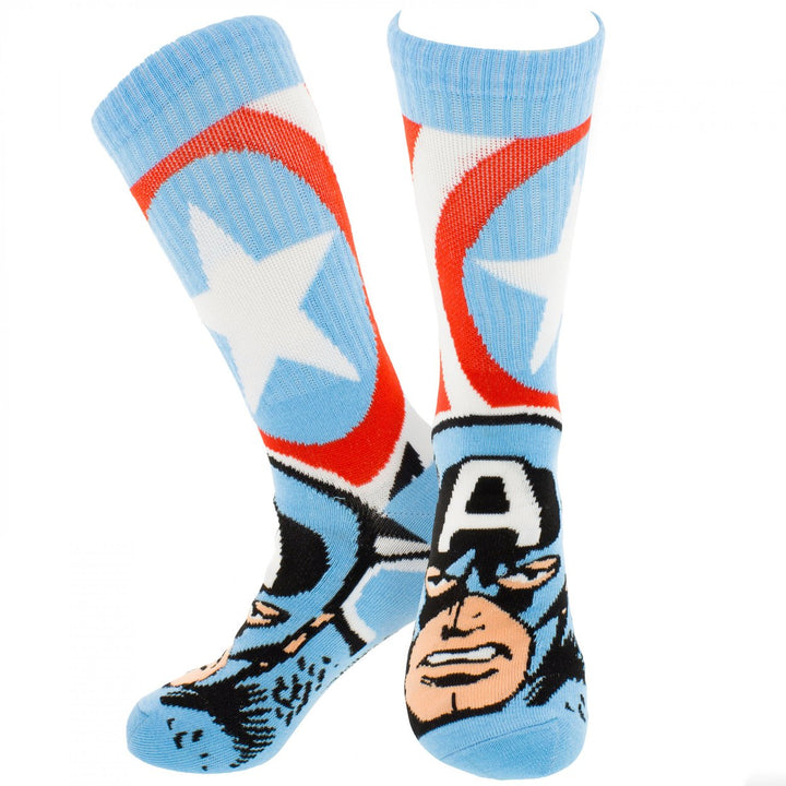 Captain America Shield Emblem Crew Socks Image 1
