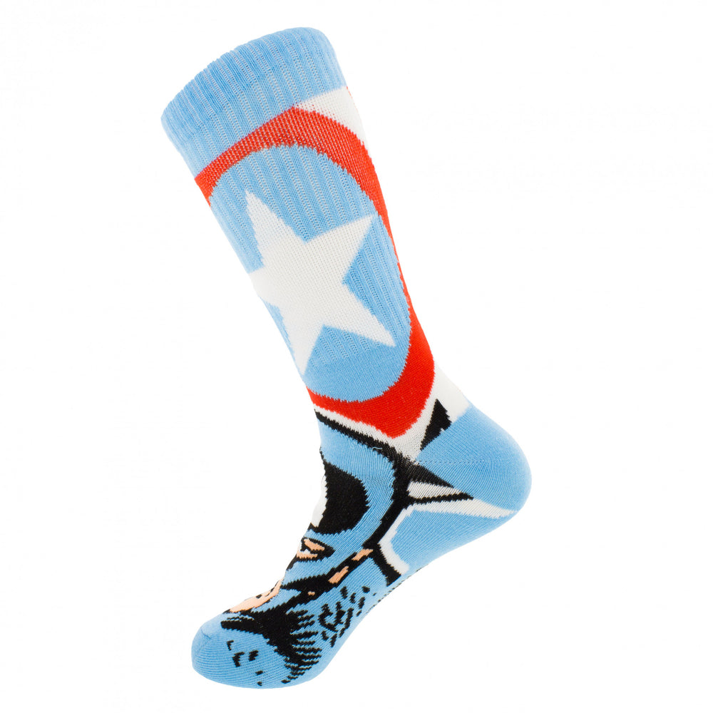 Captain America Shield Emblem Crew Socks Image 2