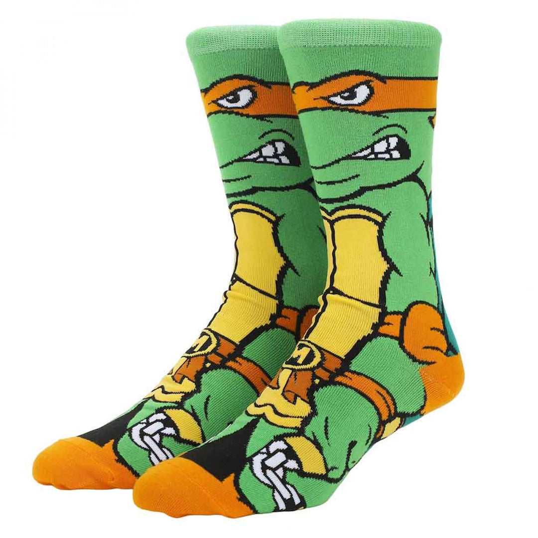 Teenage Mutant Ninja Turtles Michelangelo 360 Character Crew Socks Image 1
