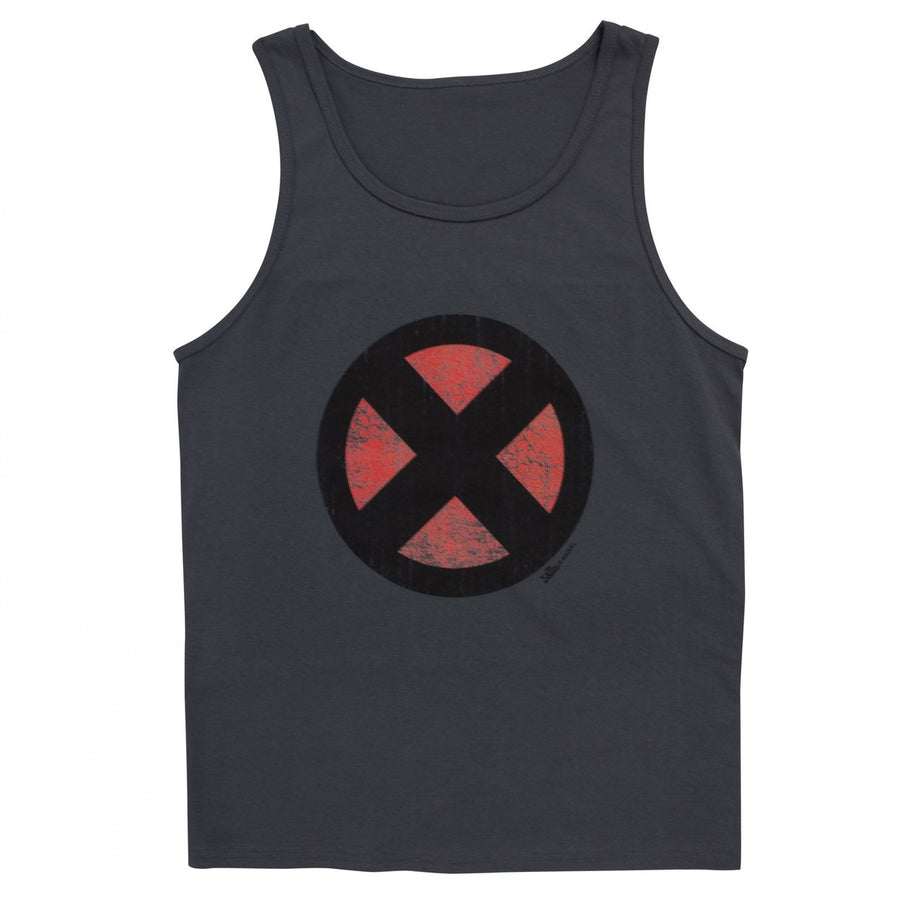 X-Men Distressed Symbol Dark Grey Tank Top Image 1