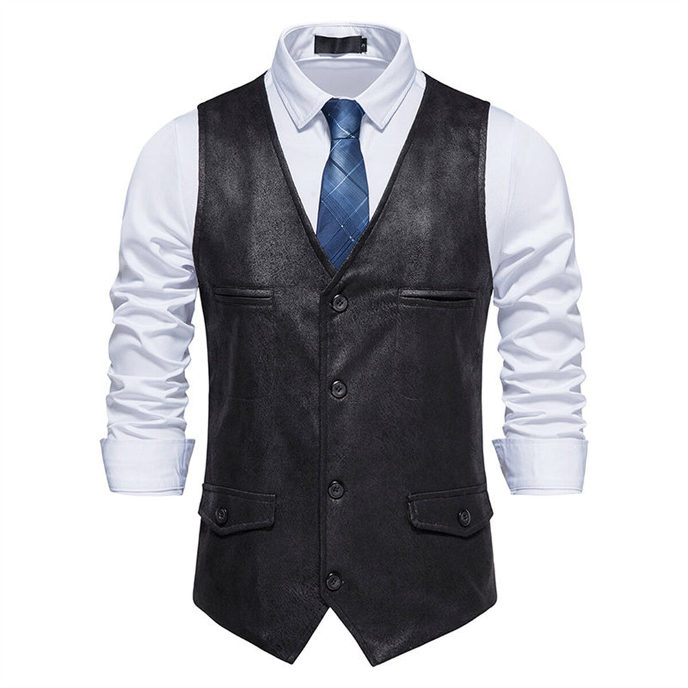 Mens Solid Color V Neck Casual Suit Vest Image 2