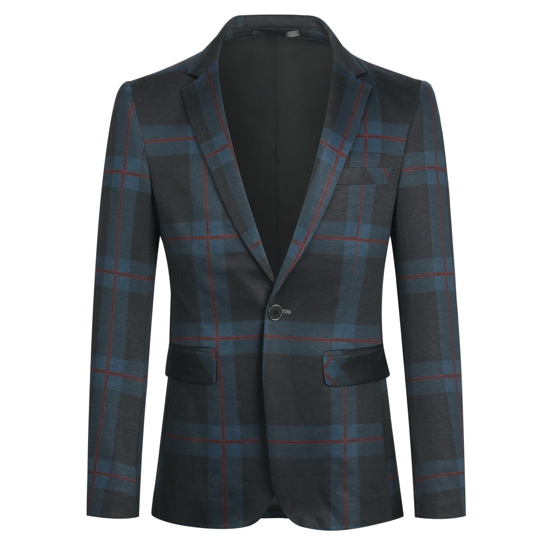 Boys Plaid Formal Party Slim Fit Blazer Image 1