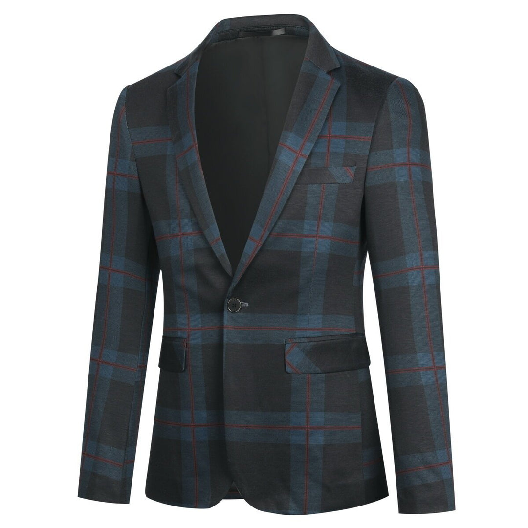 Boys Plaid Formal Party Slim Fit Blazer Image 2