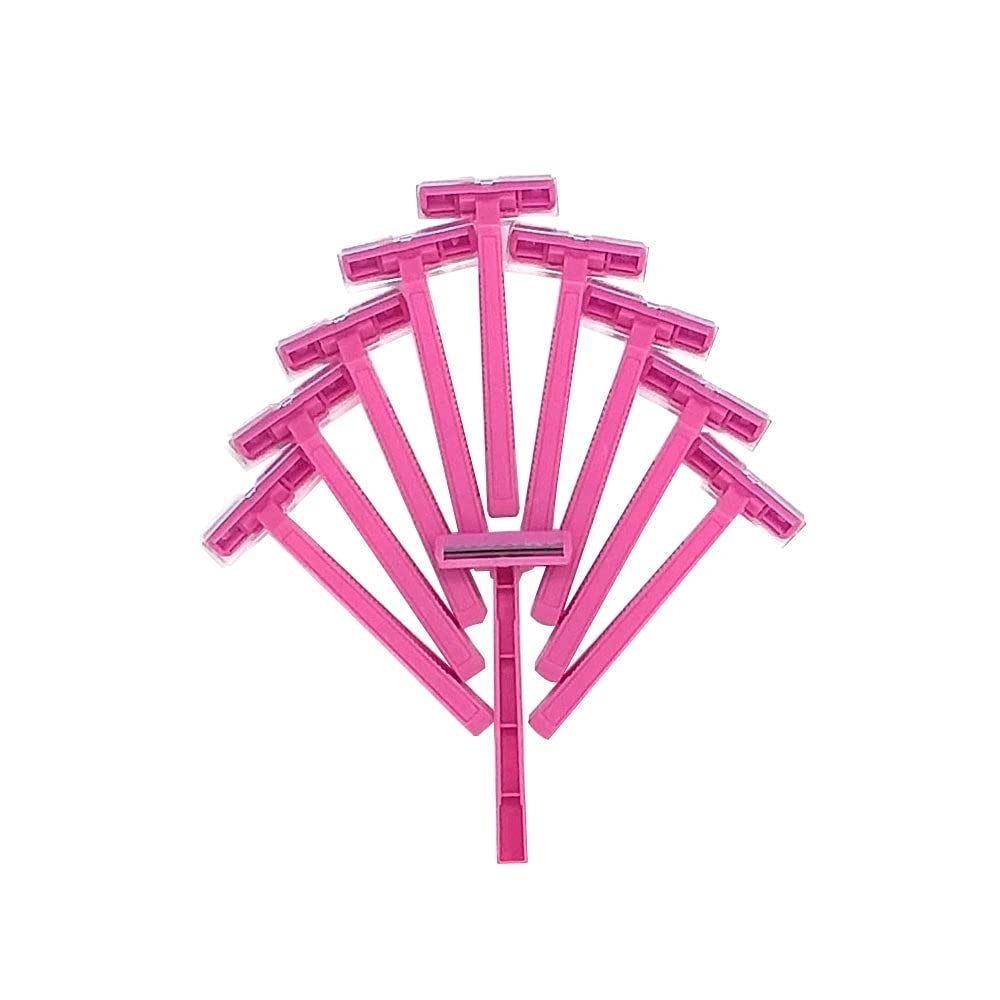 100 DISPOSABLE Pink Twin Blade Razors for Close Smoother Shave - Woman Image 1