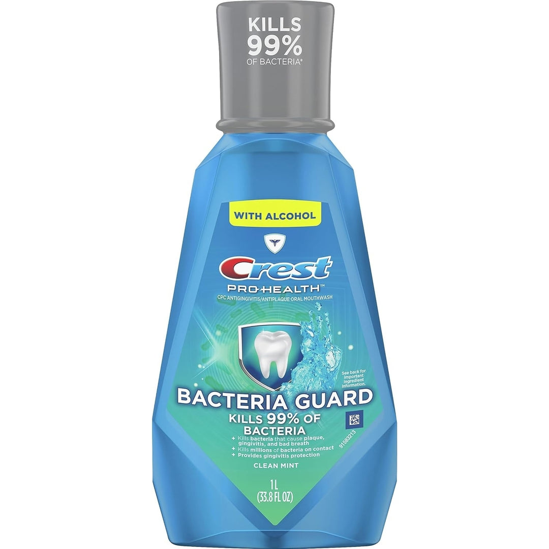 Crest Pro Health Bacteria Guard with Alcohol Clean Mint Mouthwash 33.8 Fl Oz (1L) Image 1