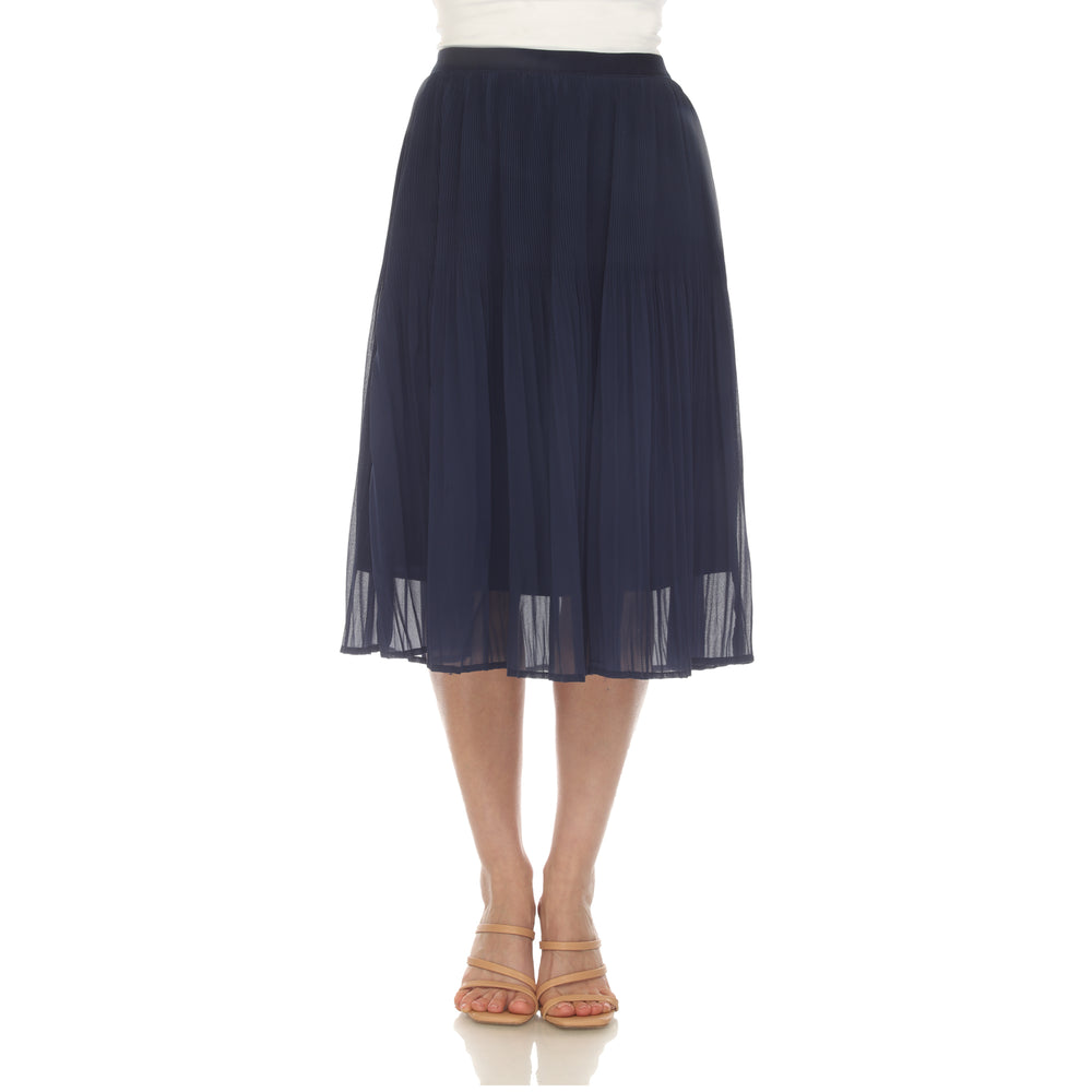 White Mark Womens Chiffon Midi Skirt Pleated Lined Flowy Size Options Image 2