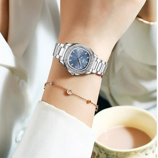 Womens Watch Womens High Beauty Nautilus Waterproof Square Watch Retro Glow Steel Band Watch Image 1