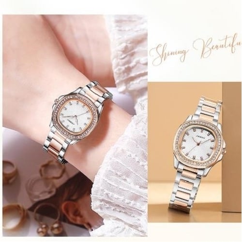 Womens Watch Womens High Beauty Nautilus Waterproof Square Watch Retro Glow Steel Band Watch Image 2