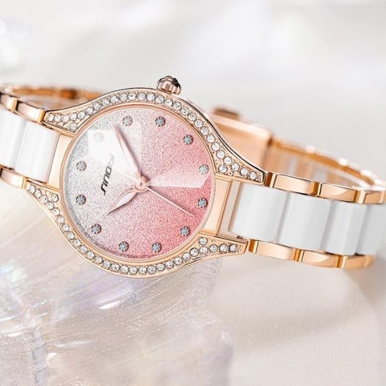 Womens watch womens name watch with diamond inlay gradient glitter powder watch quartz watch Image 3