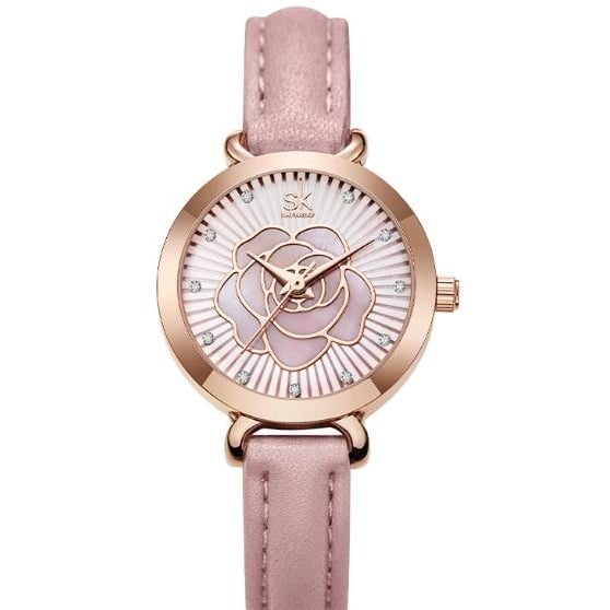 SK womens watch niche high-end three-dimensional rose belt watch womens quartz watch Image 4