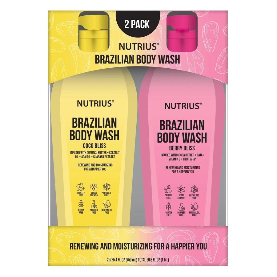 Nutrius Brazilian Body Wash Coco Bliss and Berry Bliss 25.4 Fluid Ounce (2 Pack) Image 1