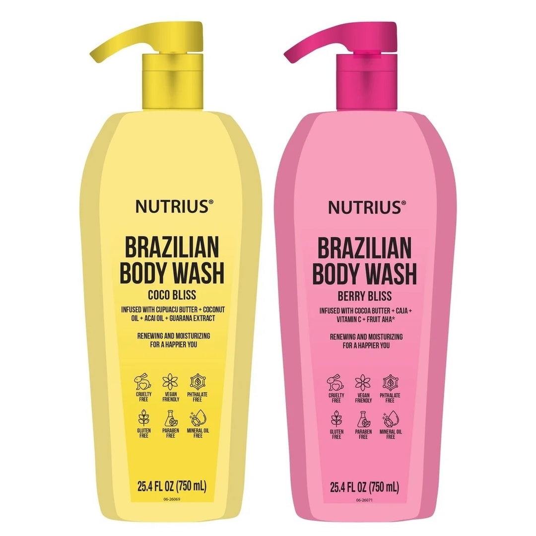 Nutrius Brazilian Body Wash Coco Bliss and Berry Bliss 25.4 Fluid Ounce (2 Pack) Image 2