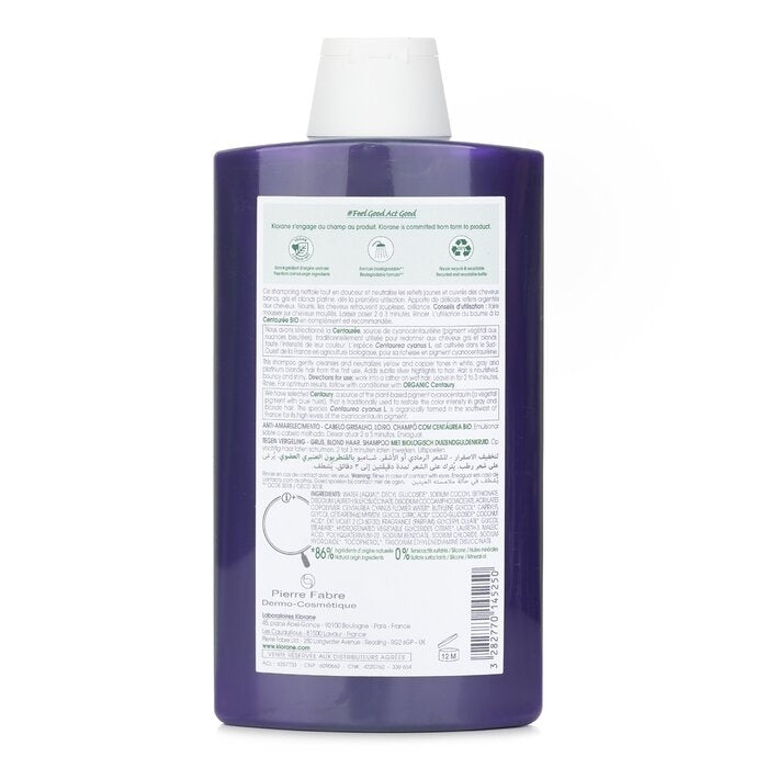 Klorane - Shampoo With Organic Centaury (Anti Yellowing Gray Blonde Hair)(400ml/13.5oz) Image 3