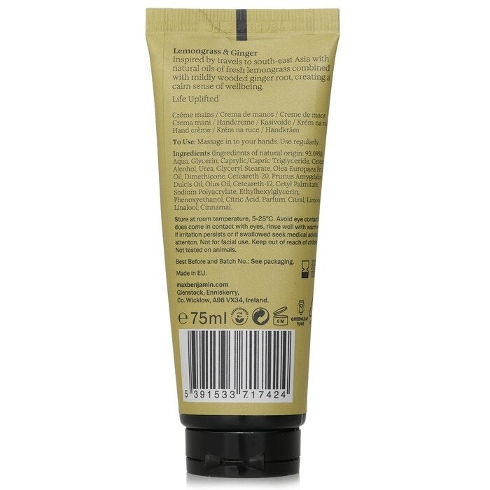 Max Benjamin - Natural Hand Cream - Lemongrass and Ginger(75ml) Image 2