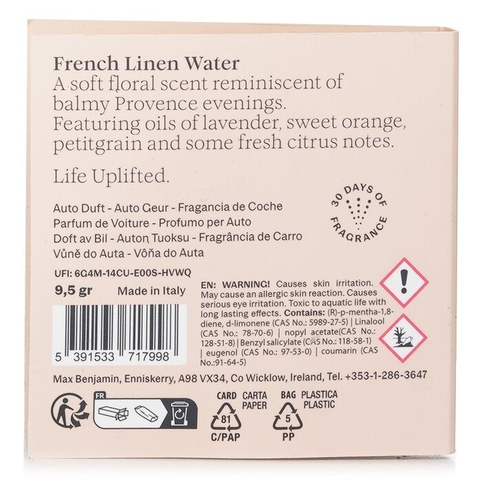 Max Benjamin - Car Fragrance Refill - French Linen Water(1pc) Image 2
