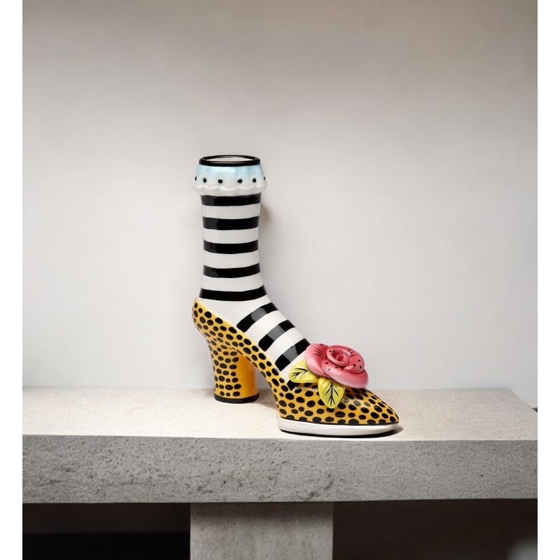 Ceramic Leopard Print Heel Vase 6in  Mom Shoe Lover Image 3