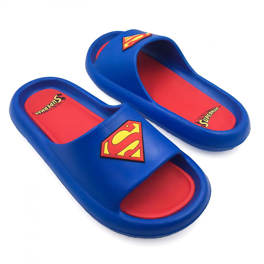 Superman Logo Mens Cloud Comfort Foam Slide Sandals Image 1