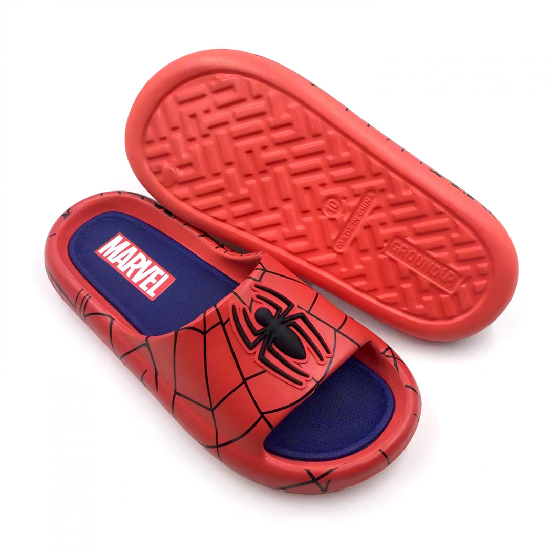 Spider-Man Webbed Logo Mens Cloud Comfort Foam Slide Sandals Image 4