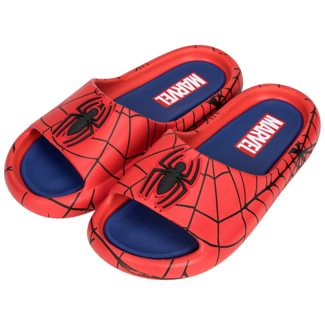 Spider-Man Webbed Logo Mens Cloud Comfort Foam Slide Sandals Image 2