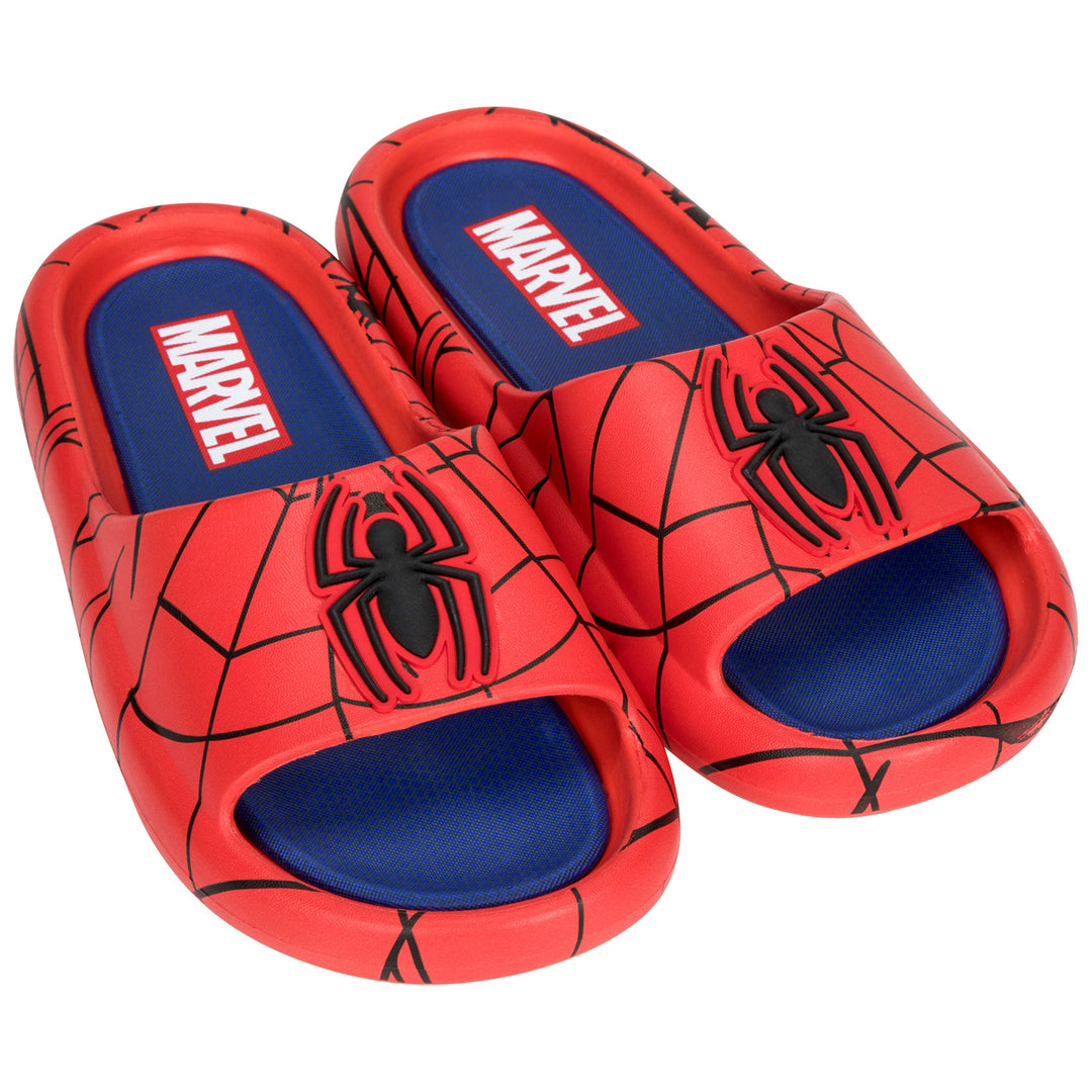 Spider-Man Webbed Logo Mens Cloud Comfort Foam Slide Sandals Image 3