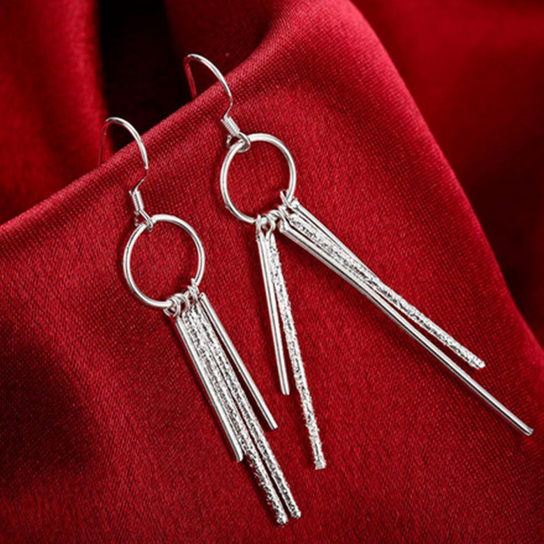 Sterling Silver Post Tassel Drop Dangle Earrings Image 2