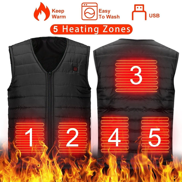 Heat Jacket Vest 3 Heating Gear Adjustable USB Heated Vest Warm Heat Coat Vest with 5 Heating Pads For Men Women Winter Image 3