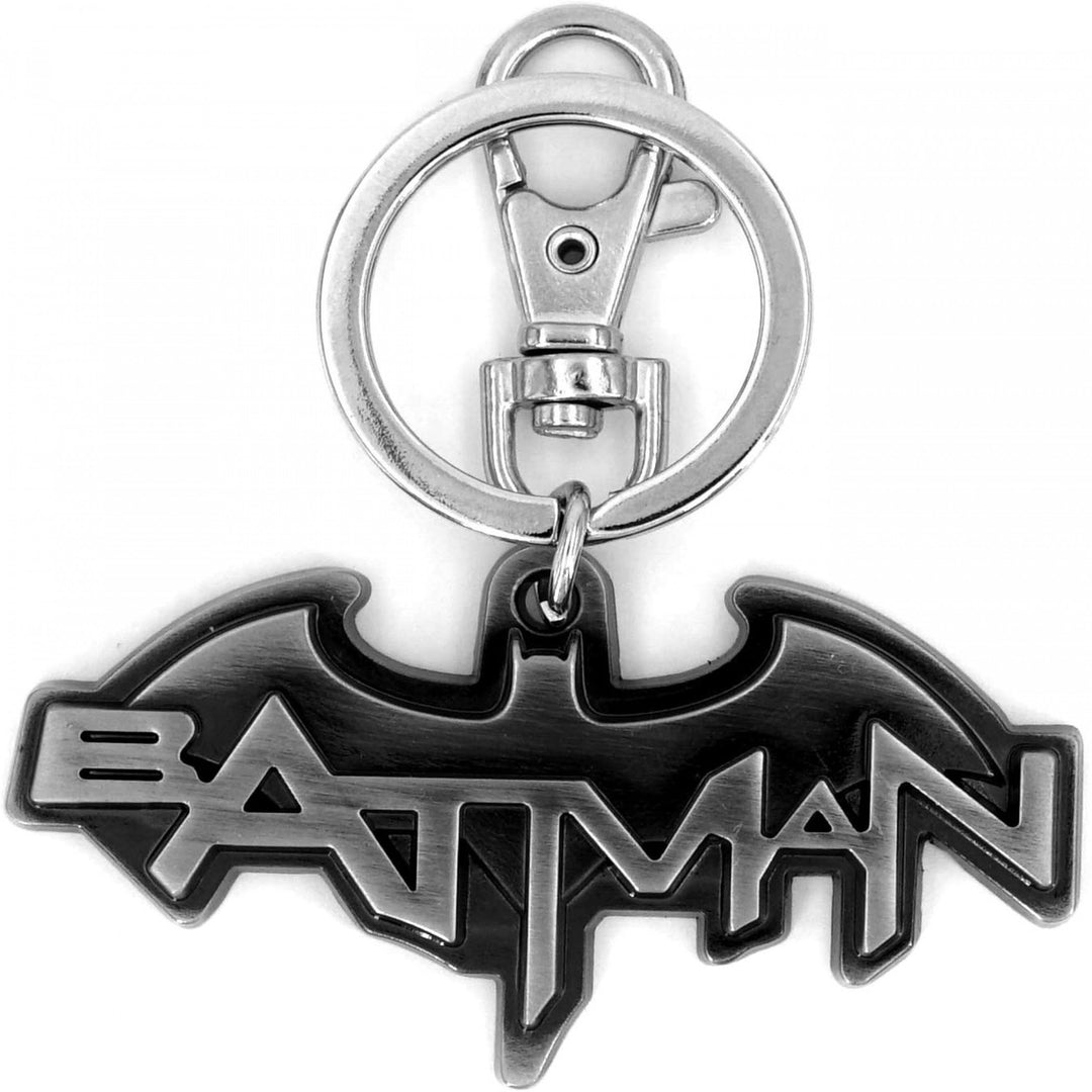 Batman Logo Silver Pewter Keychain Image 1
