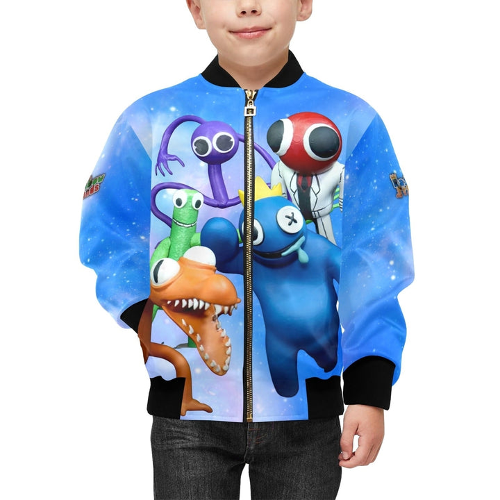 Kids Rainbow Friends Bomber Jacket Pockets Zip Closure XS S M L XL Polyester Image 1