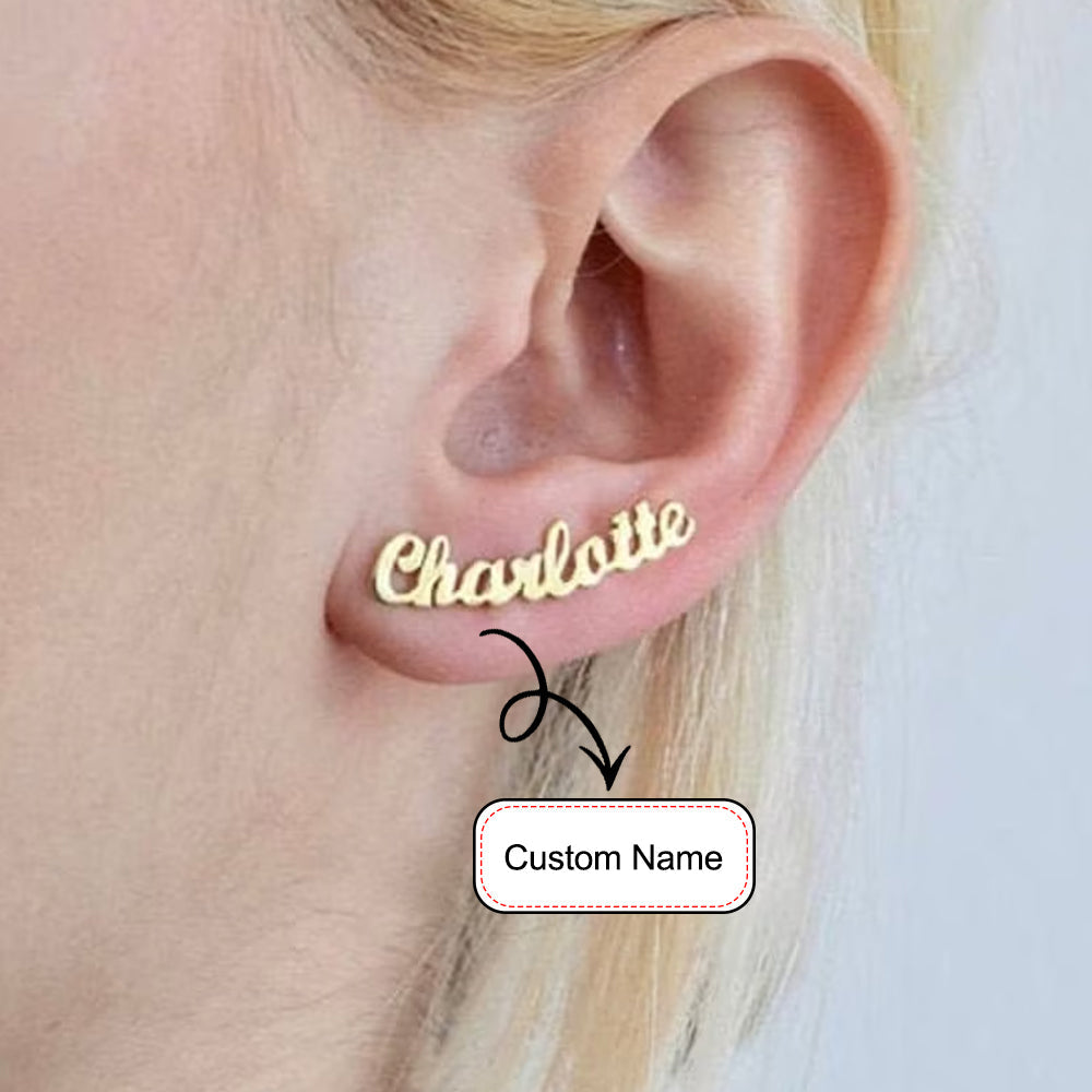 Custom Name Stud Earrings in 925 Sterling Silver Personalized Jewelry Gift Image 1