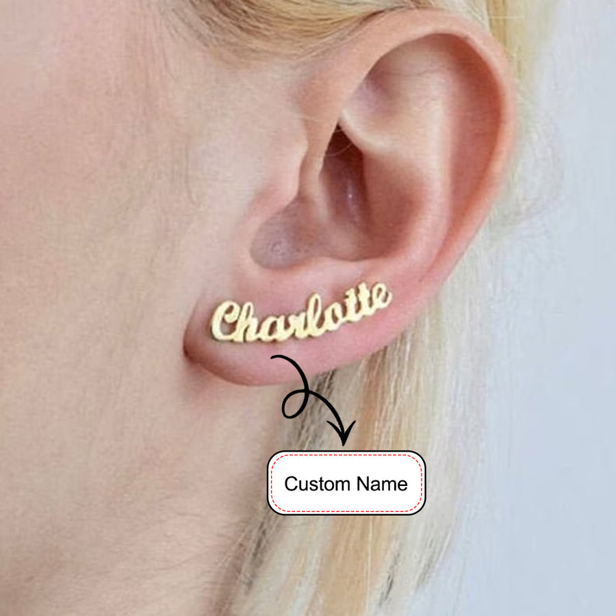 Custom Name Stud Earrings in 925 Sterling Silver Personalized Jewelry Gift Image 1