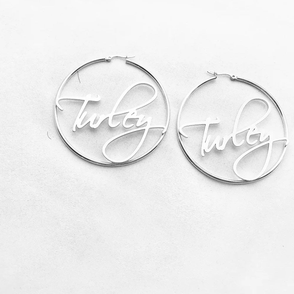 Custom Name Hoop Earrings Personalized 925 Sterling Silver Stylish Jewelry Image 4