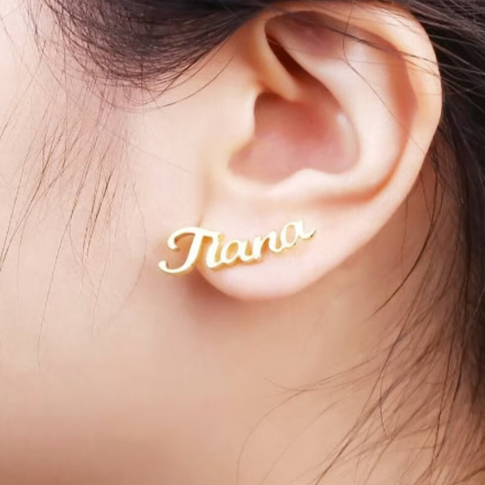 Custom Name Stud Earrings Image 3