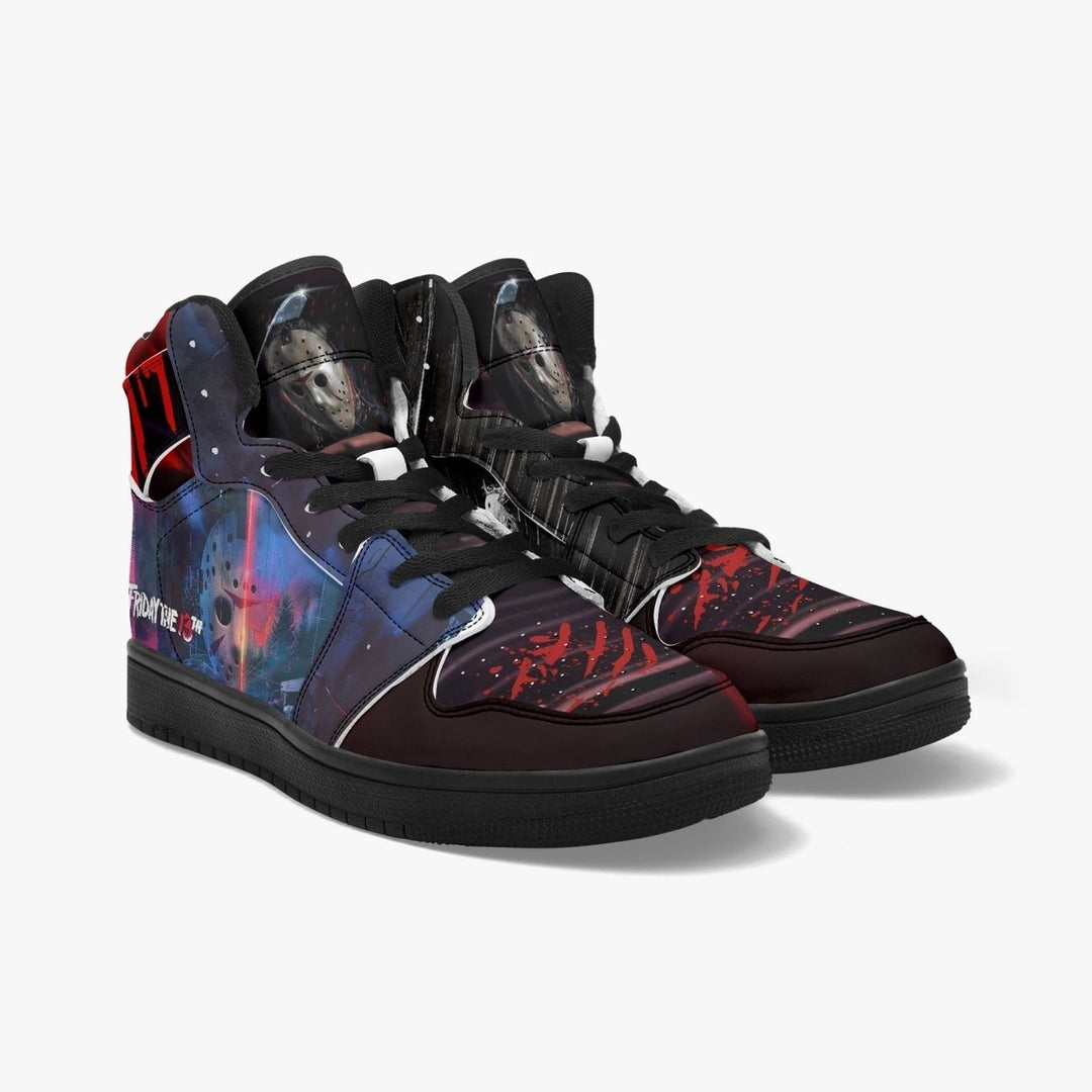 Friday the 13th Jason High Top Sneakers PU Leather Unisex Comfort Cushioned Insoles Image 1