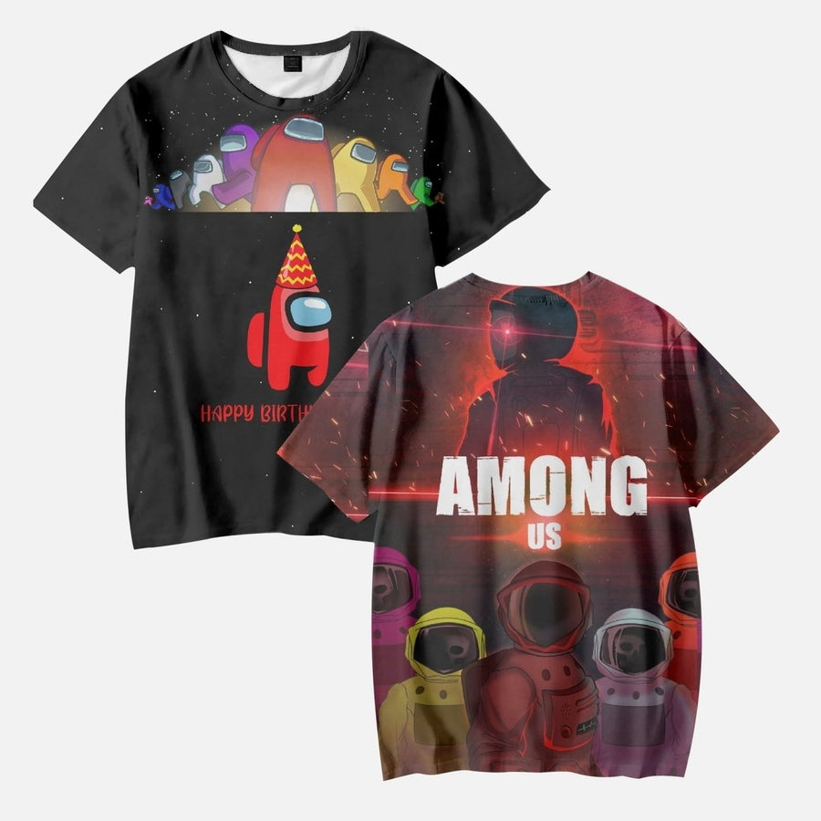 Among Us Birthday Shirt Kids Customizable Casual Tee Multi-Color Sizes 110-160 Image 1