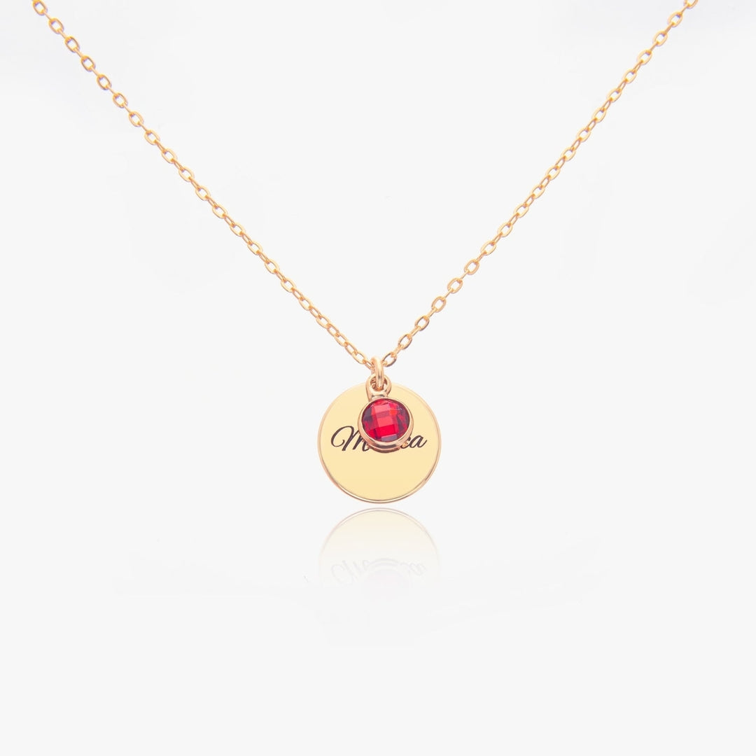 Custom Circle Shape Birthstone Necklace Image 1