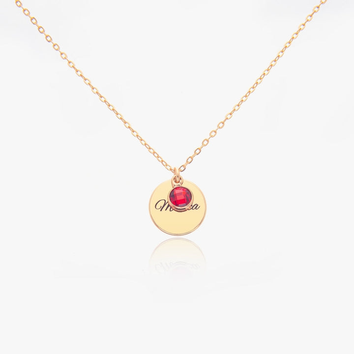 Custom Circle Shape Birthstone Necklace Image 1