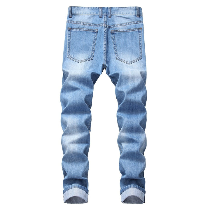 Mens Ripped Slim Fit Straight Leg Jean Denim Pant Image 2