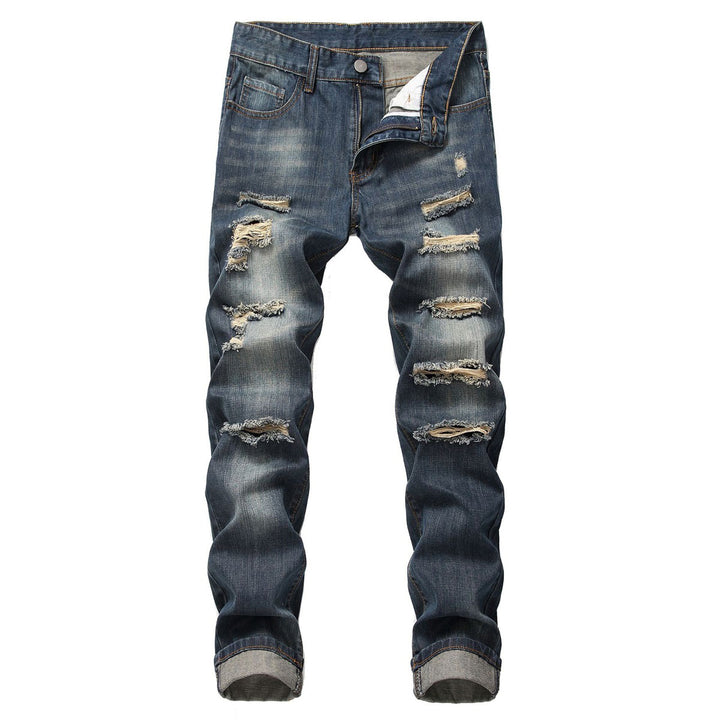 Mens Ripped Slim Fit Straight Leg Jean Denim Pant Image 3