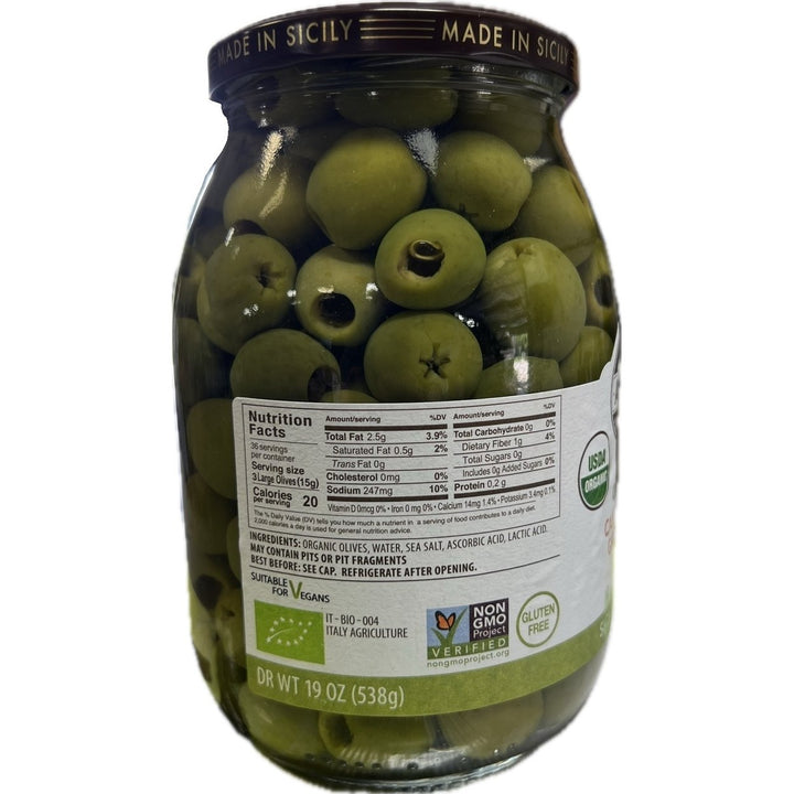 Asaro Organic Castelvetrano Green Pitted Olives 33.8 Ounce Jar Image 3