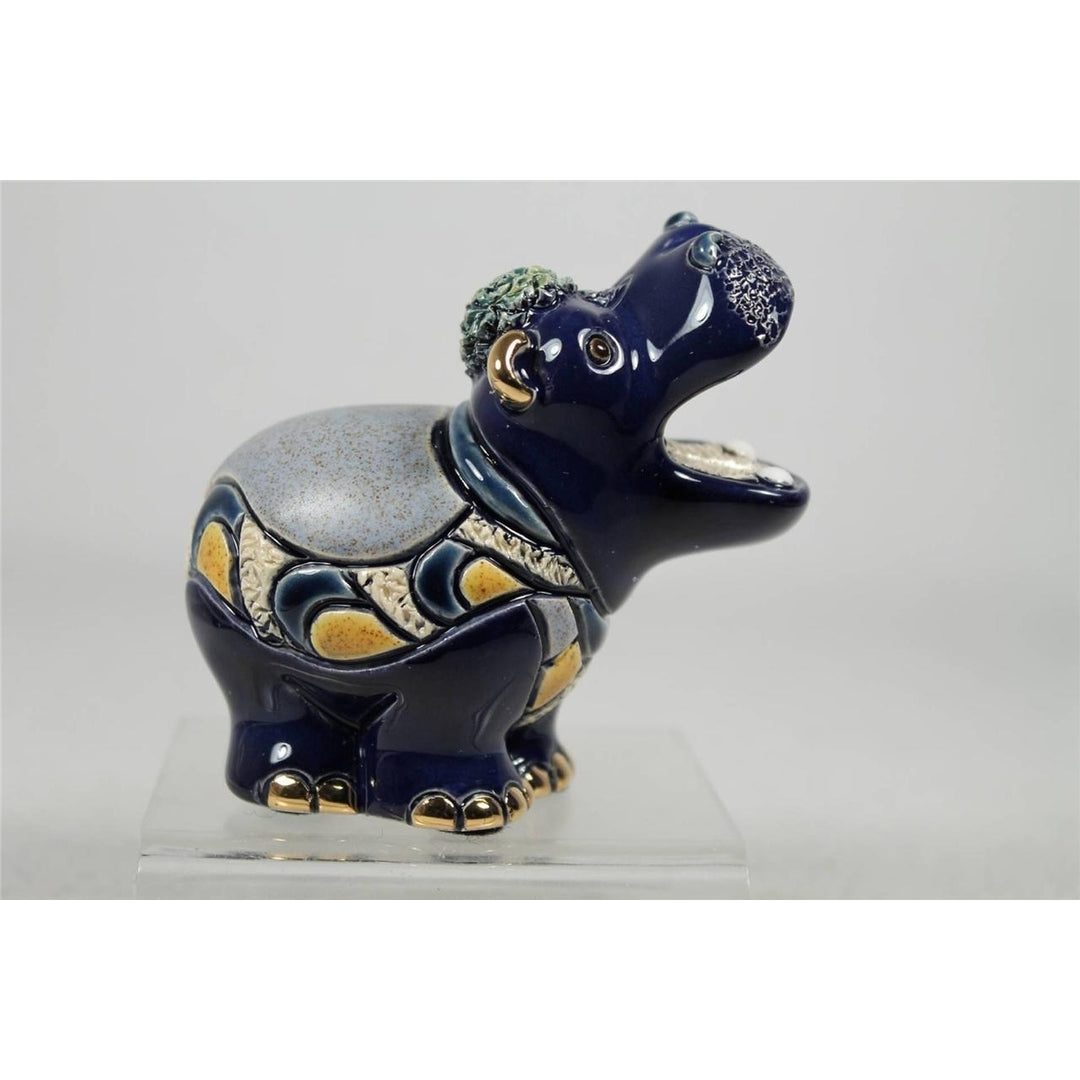 DeRosa Rinconada Family Baby Figurine Hippo With Waterlily F367- In Box Image 2