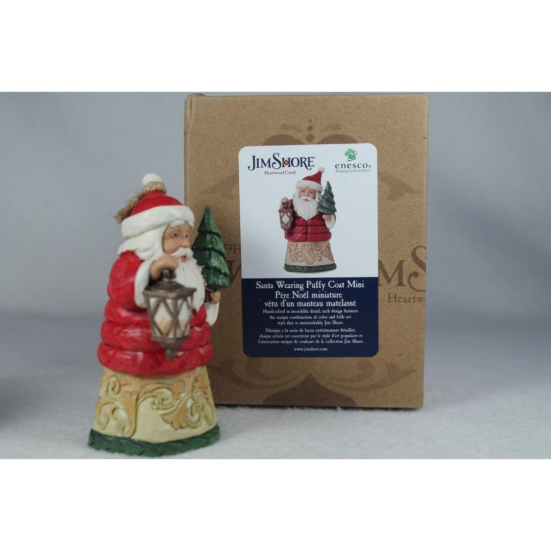 Jim Shore Mini "Santa Wearing Puffy Coat Figurine/Ornament 6015465 In Box Image 3