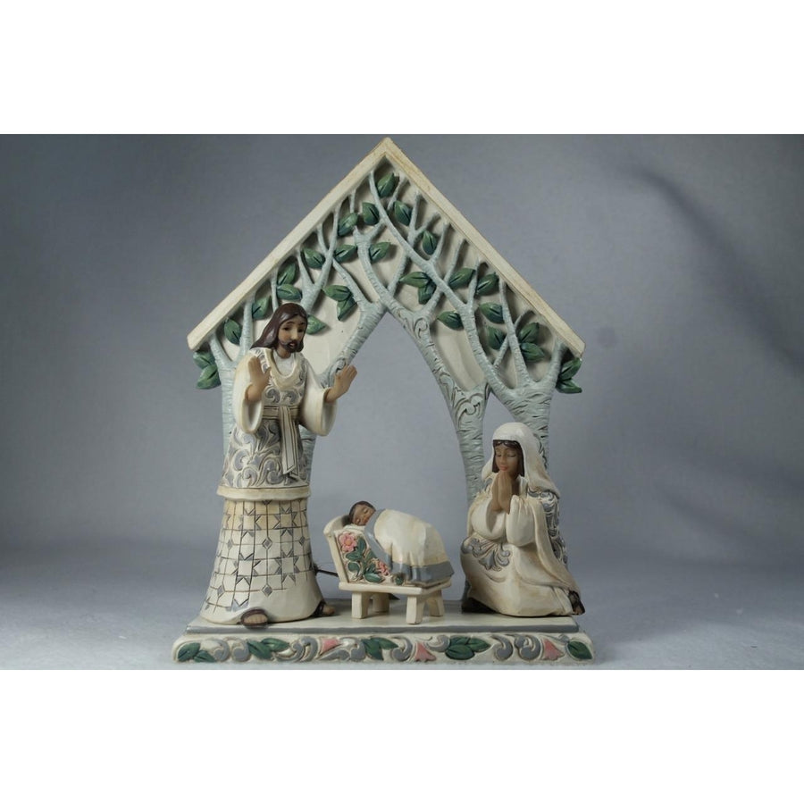 Jim Shore White Woodland Holy Night Of Wonder Nativity 4 Pc. 2023 6012688 NIB Image 1