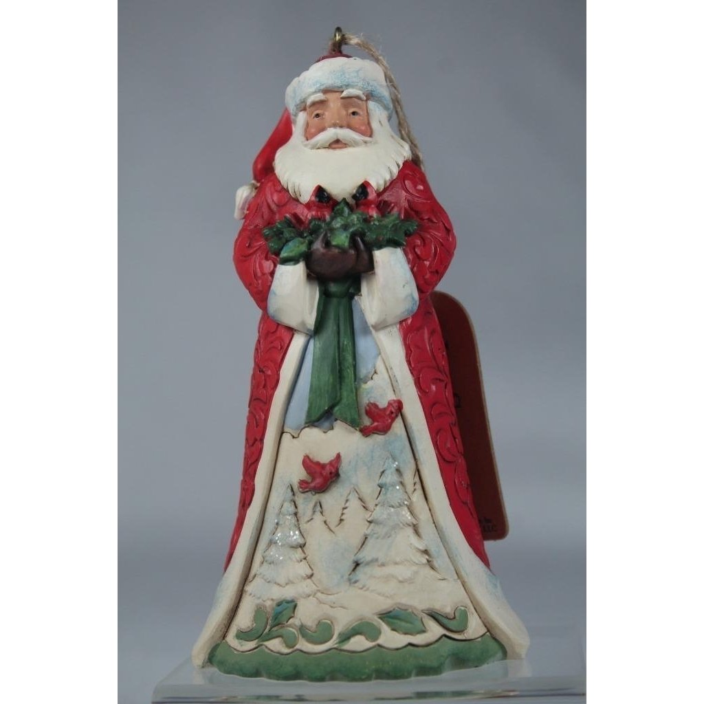 Jim Shore Santa Holding Cardinals 2023 Santa Ornament 6009693 In Box Image 1