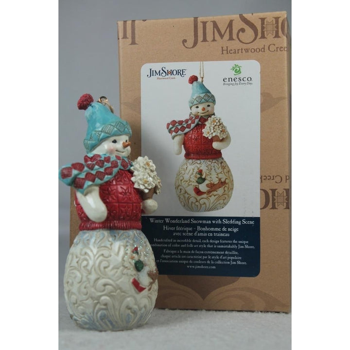 Jim Shore Snowman W/Sledding Scene Winter Wonderland Ornament 6011691 Image 3