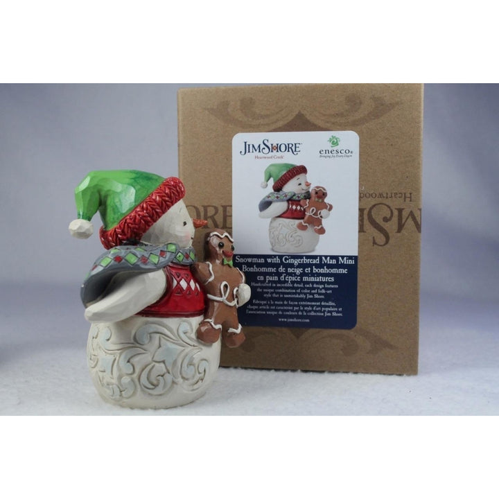 Jim Shore Mini "Snowman W/Gingerbread Man 2024 Figurine 6015464 In Box Image 3