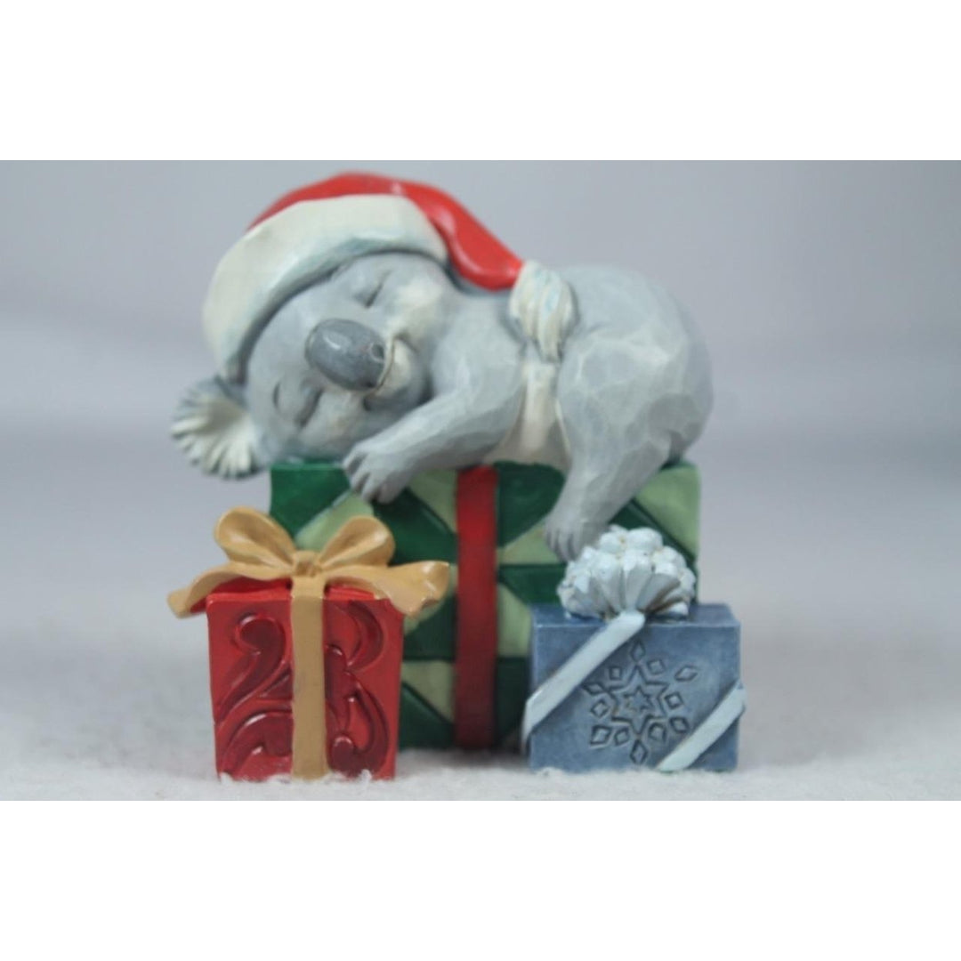 Jim Shore Christmas Koala On Presents 2022 Mini 6011491 In Box Image 1