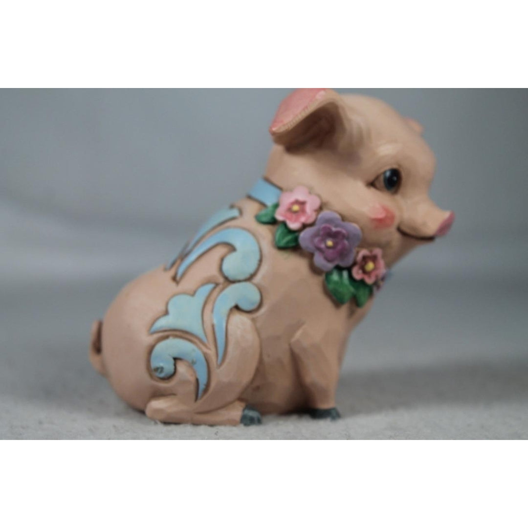 Jim Shore Mini Pig With Flowers 2023 6012426 In Box Image 1